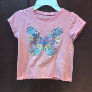 The Children's Place Pink Butterfly Floral Short Sleeve Tee
